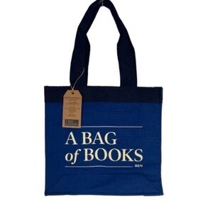 Barnes & Noble - A Bag of Books Tote, Organic Cotton Navy Blue Canvas NWT